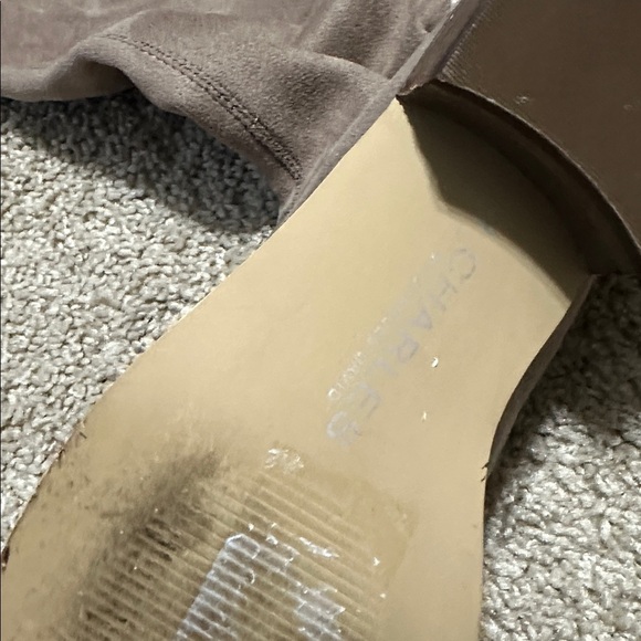 Charles by Charles David Taupe Suede Like Over Knee Boots 7.5 block heel - Picture 3 of 5